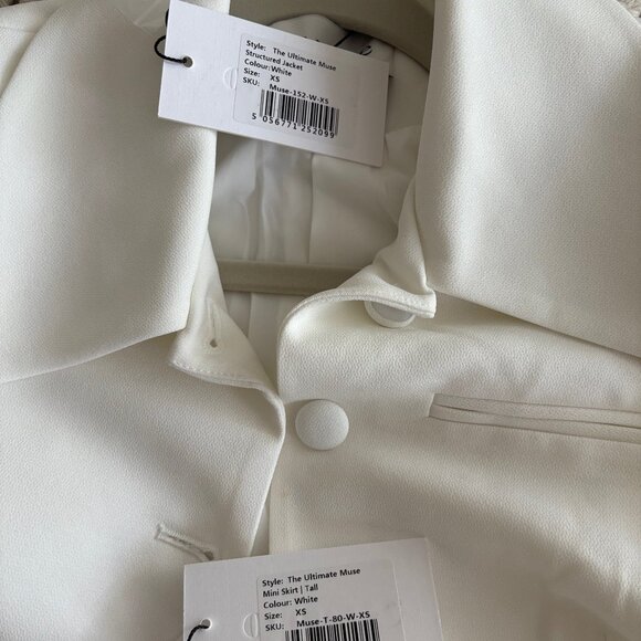 Odd Muse White Brand New with Tags Structured Jacket and Skirt SET (XS / XS T) - Picture 7 of 7